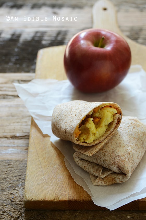 Sweet Potato Hash, Scrambled Egg, and Herb Goat Cheese Freezer Breakfast Burritos