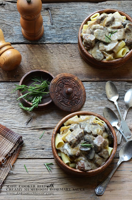 Slow Cooker Beef with Creamy Mushroom-Rosemary Sauce