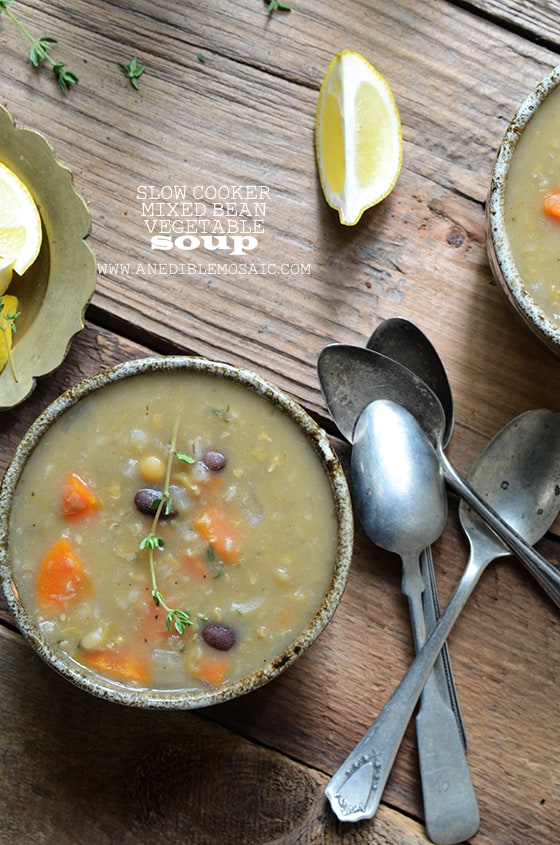 Slow Cooker Mixed Bean Vegetable Soup