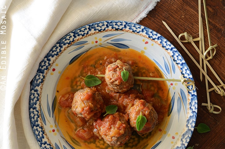 Tomato-Simmered Lemon and Oregano-Scented Bison Meatballs 4