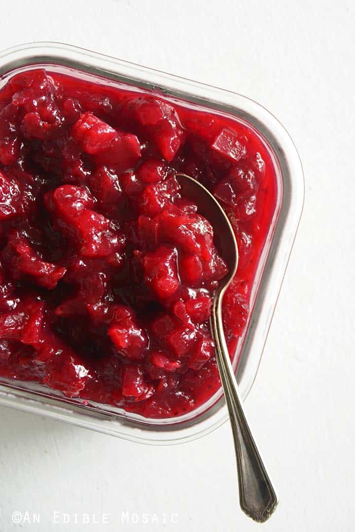Homemade Apple Cranberry Sauce on White Table