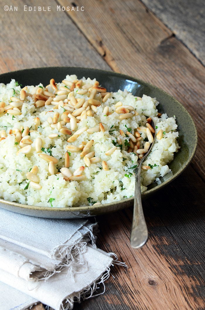 Low-Carb Herbed Cauliflower “Rice” with Pine Nuts {Paleo} 2
