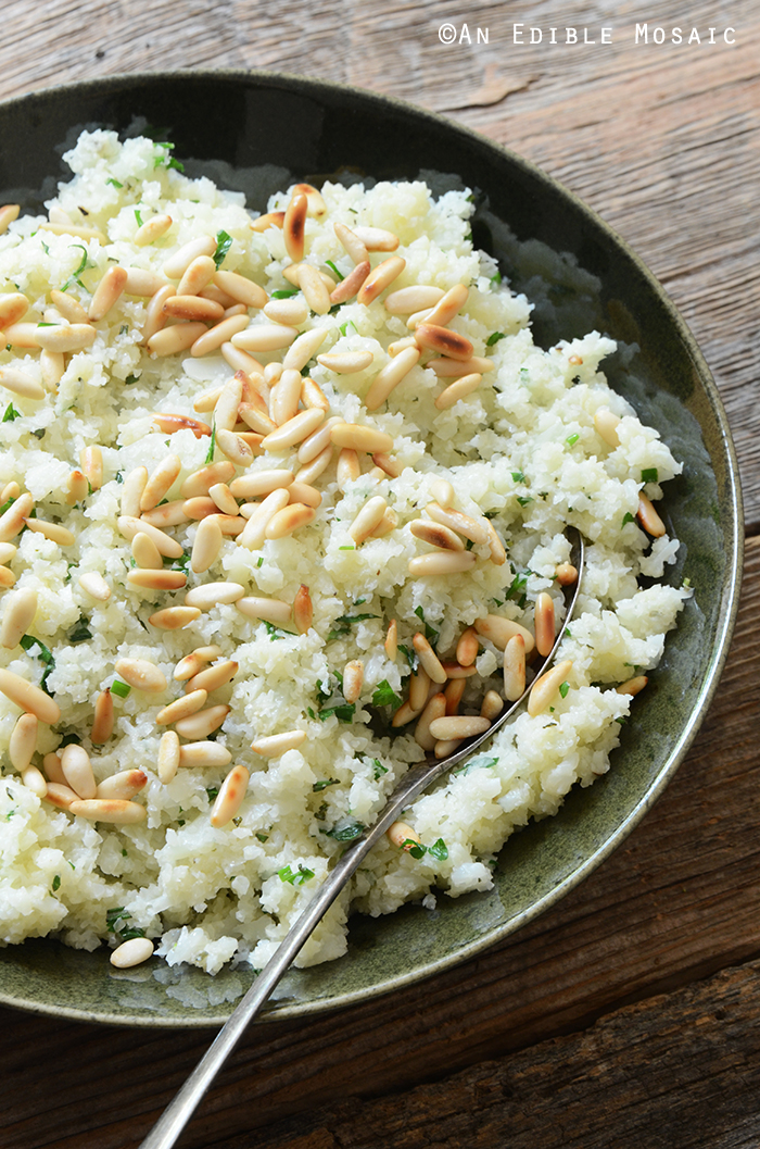 Low-Carb Herbed Cauliflower “Rice” with Pine Nuts {Paleo} 3