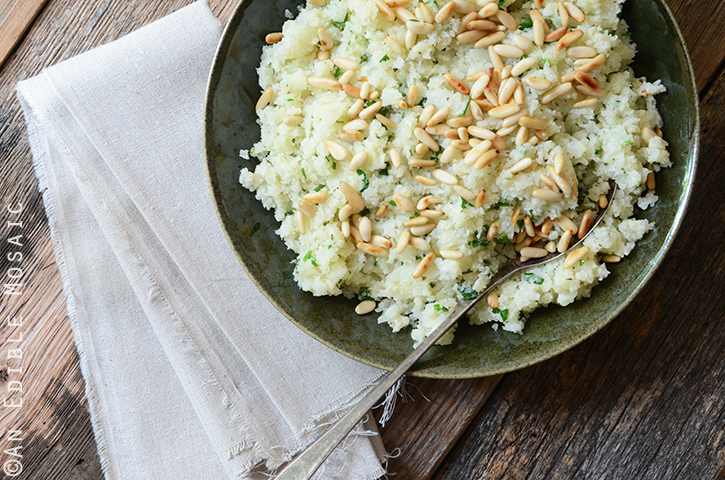 Low-Carb Herbed Cauliflower “Rice” with Pine Nuts {Paleo} 4