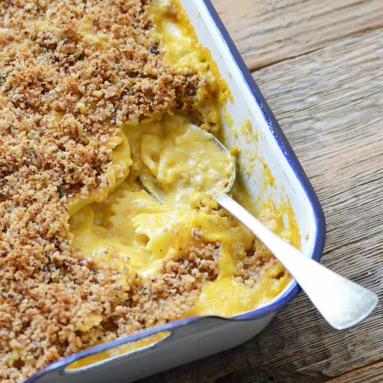 Rich Pumpkin Mac and Cheese with Nutty Brown Butter Topping