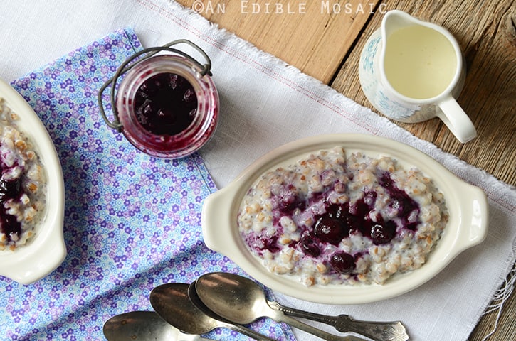Creamy Wheat Berry Porridge with Gingered Blueberry Topping {Vegan} 4
