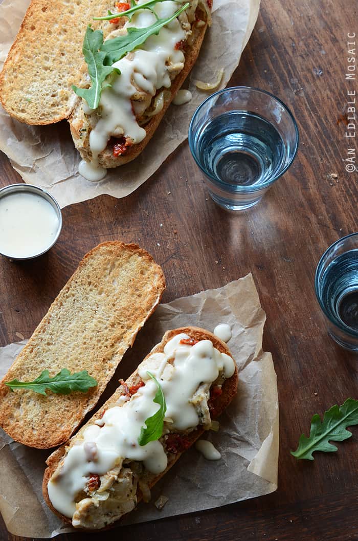 Italian Sundried Tomato, Garlic, and Rosemary Chicken Hoagies with Melted Fontina Sauce 4