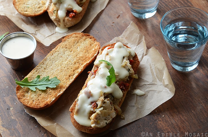 Italian Sundried Tomato, Garlic, and Rosemary Chicken Hoagies with Melted Fontina Sauce 5