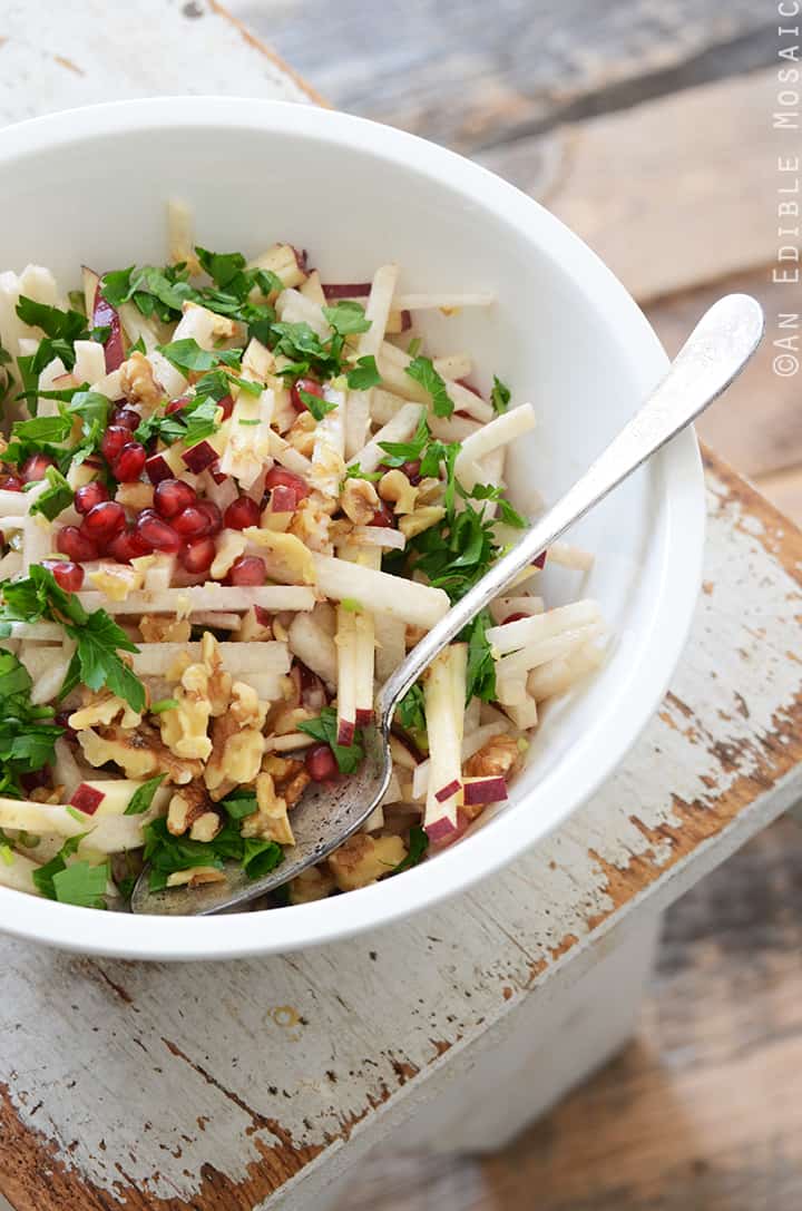 Jicama, Apple, and Pomegranate Salad with Raspberry-Dijon Vinaigrette