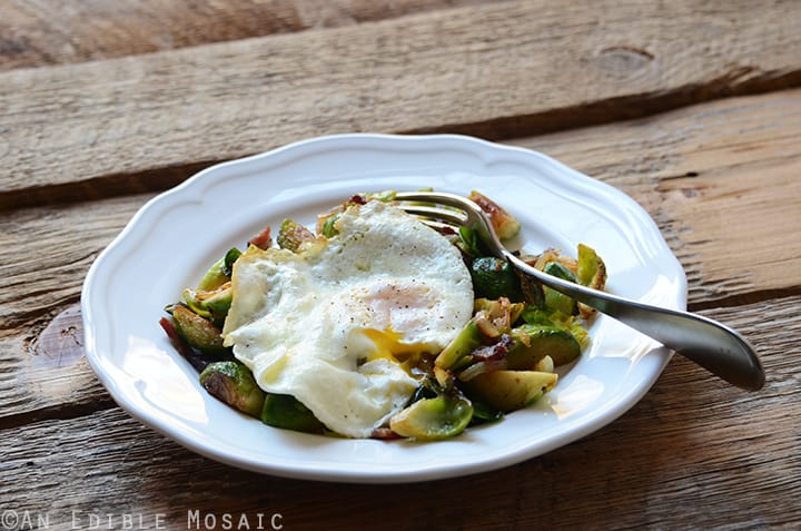 Brussels Sprout and Bacon Hash with Fried Egg 4