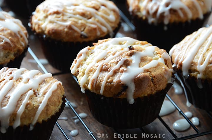 Front View of Oatmeal Golden Raisin Muffins 