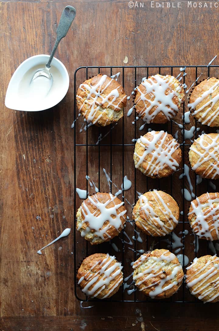 Oatmeal Golden Raisin Muffins with Cream Cheese Glaze