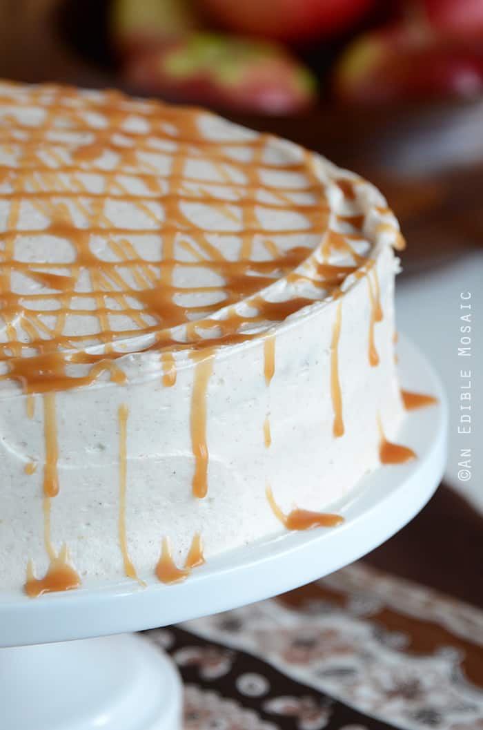 Close Up of Caramel Apple Cake