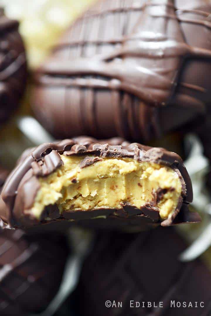 Close Up of Peanut Butter Eggs Recipe with Bite