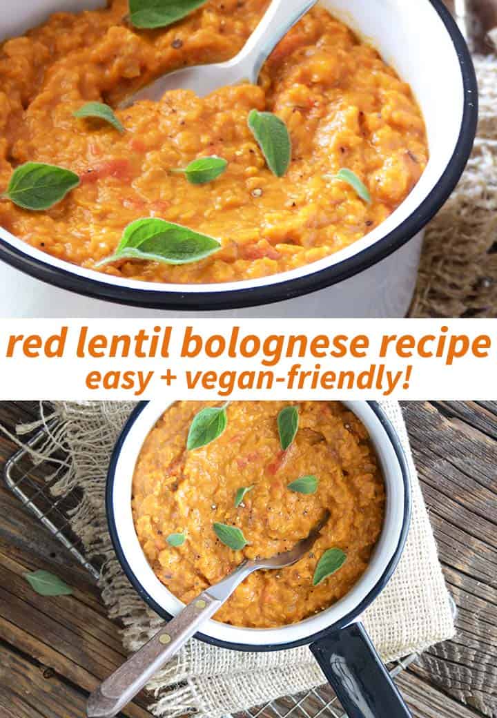 Red Lentil Bolognese Recipe Pin