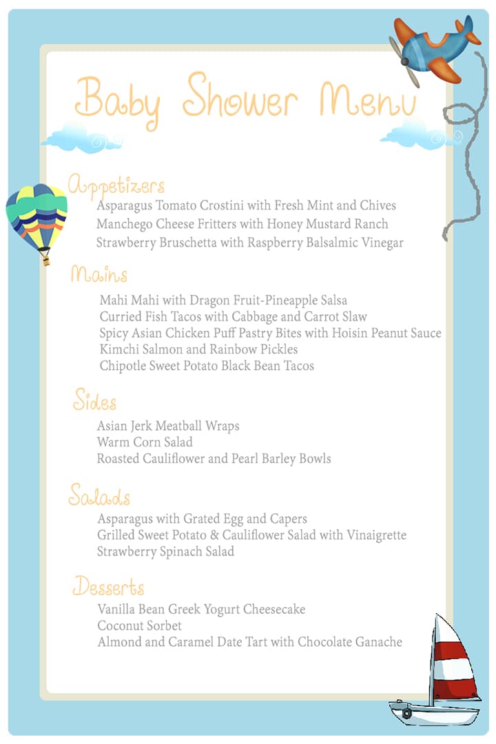 Baby Shower Menu