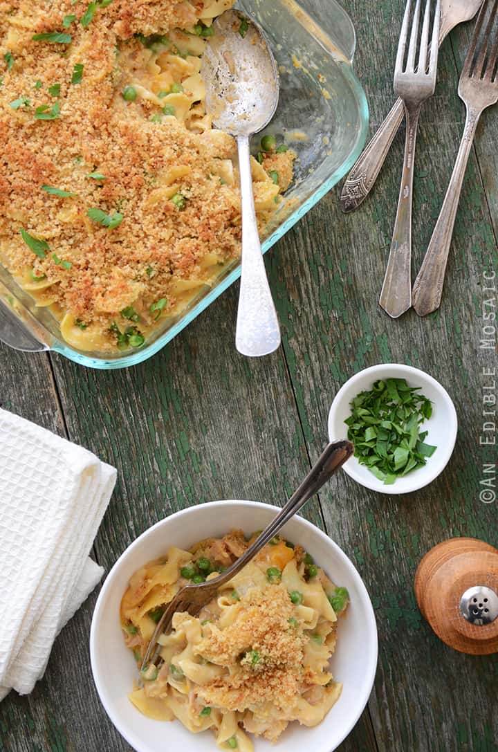 Old Bay-Spiced Cheesy Tuna Noodle Casserole with Buttered Toast Topping 3