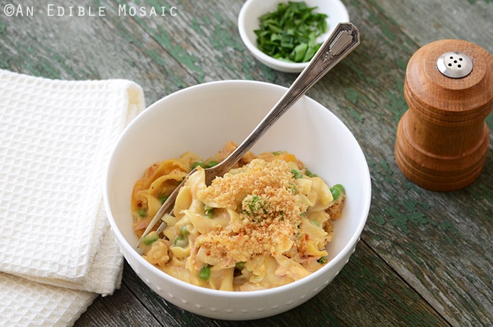 Old Bay-Spiced Cheesy Tuna Noodle Casserole with Buttered Toast Topping 4