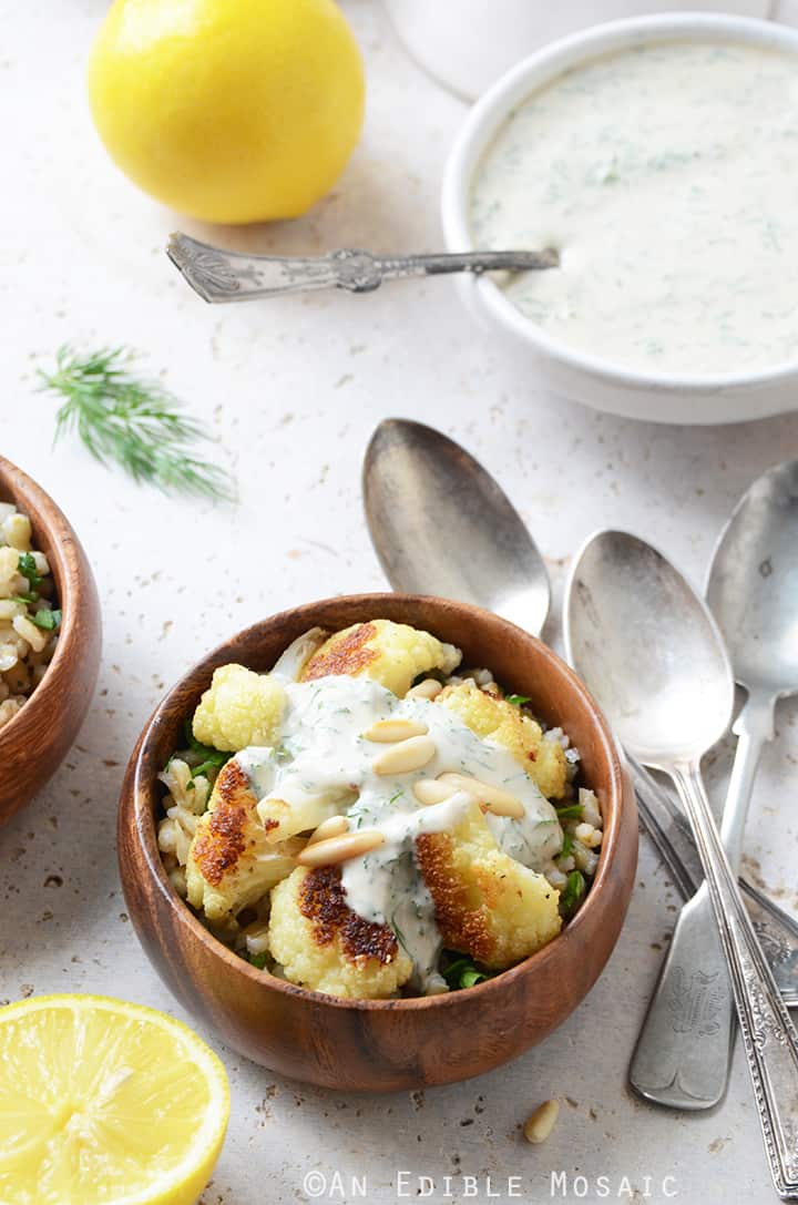 Roasted Cauliflower and Pearl Barley Bowls with Creamy Tahini-Dill Dressing 2