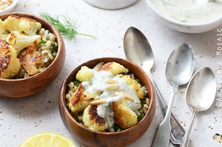 Roasted Cauliflower and Pearl Barley Bowls with Creamy Tahini-Dill Dressing 4