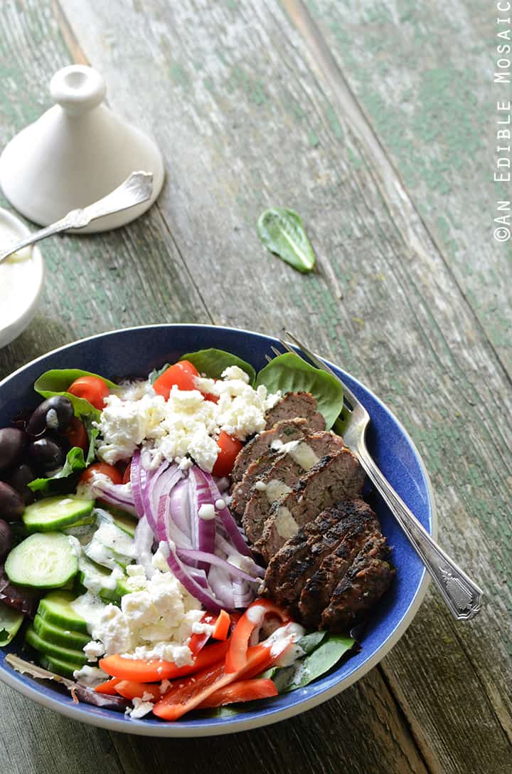 Greek Salad Bowls with Spiced Lamb Burgers 2