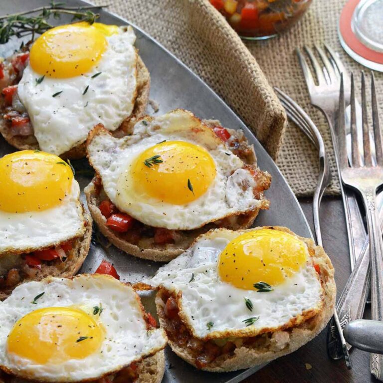 open face English muffin egg and cheese sandwiches featured image