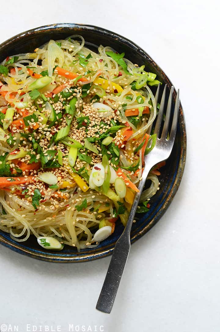 Sesame-Soy Arrowroot Noodles with Stir-Fried Vegetables 1