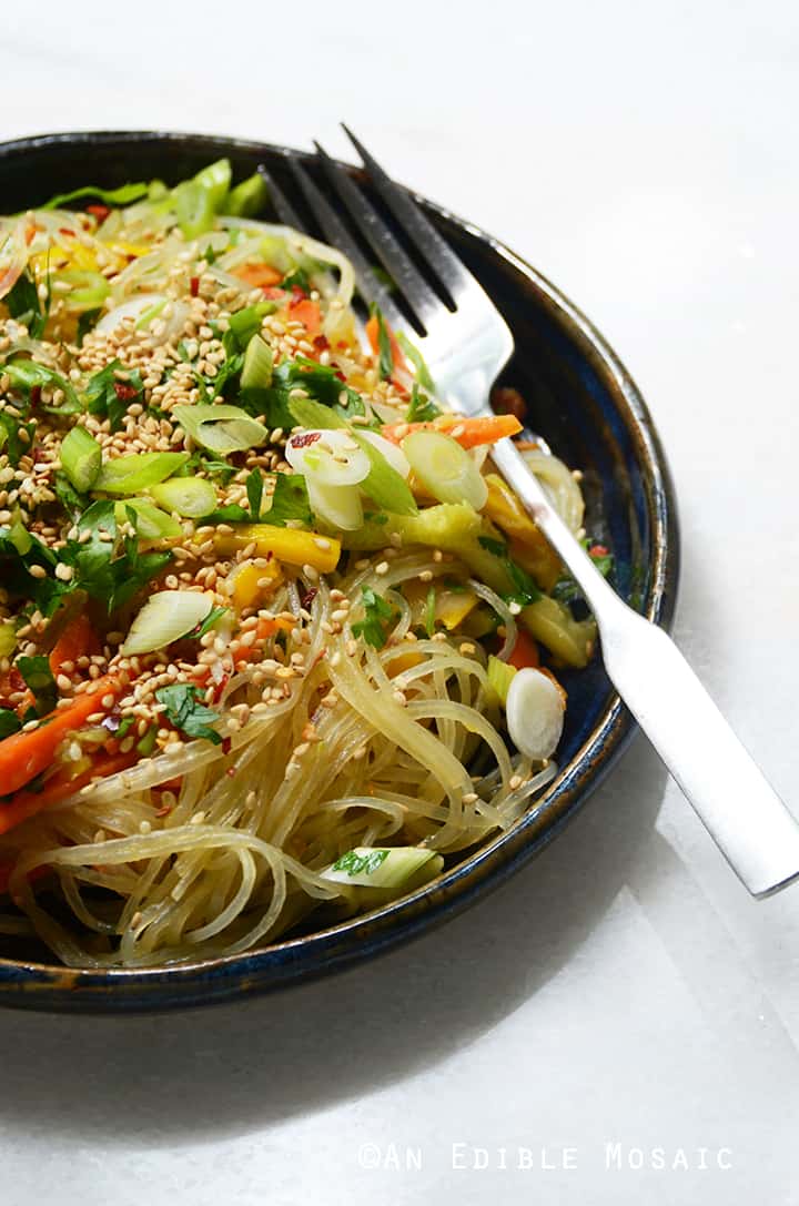 Sesame-Soy Arrowroot Noodles with Stir-Fried Vegetables 2