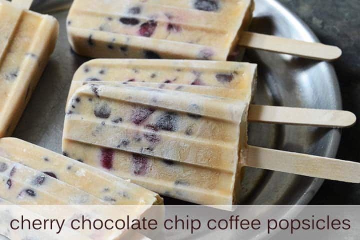 Cherry Chocolate Chip Coffee Popsicles with Description