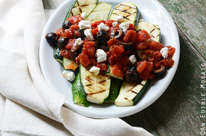 Grilled Zucchini with Quick Tomato-Olive Sauce and Feta Cheese 2