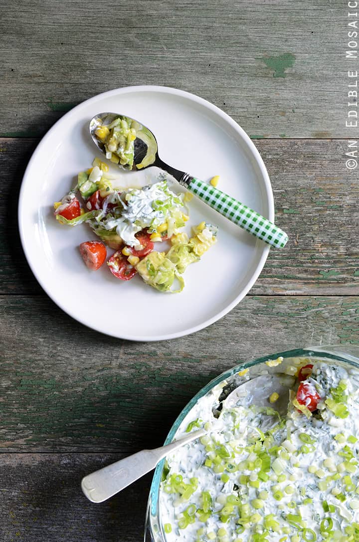 Layered Corn, Avocado, and Tomato Salad with Herbed Sour Cream 2