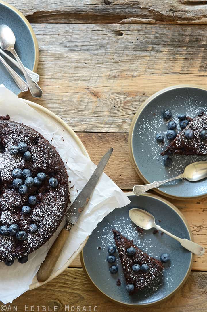 Dark Chocolate Olive Oil Cake with Blueberries and Ginger 1