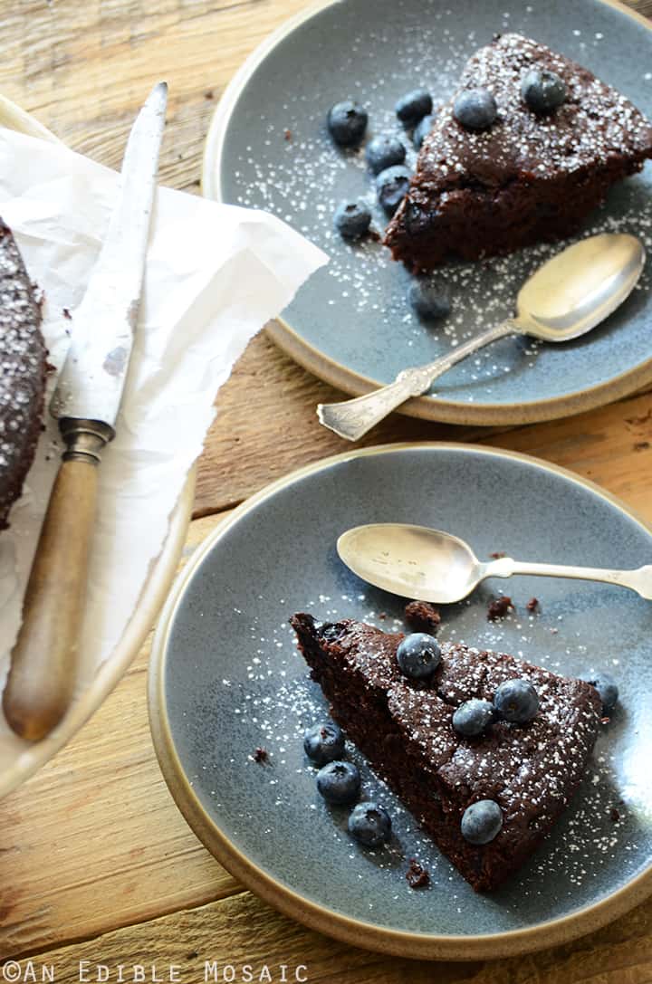 Dark Chocolate Olive Oil Cake with Blueberries and Ginger 2