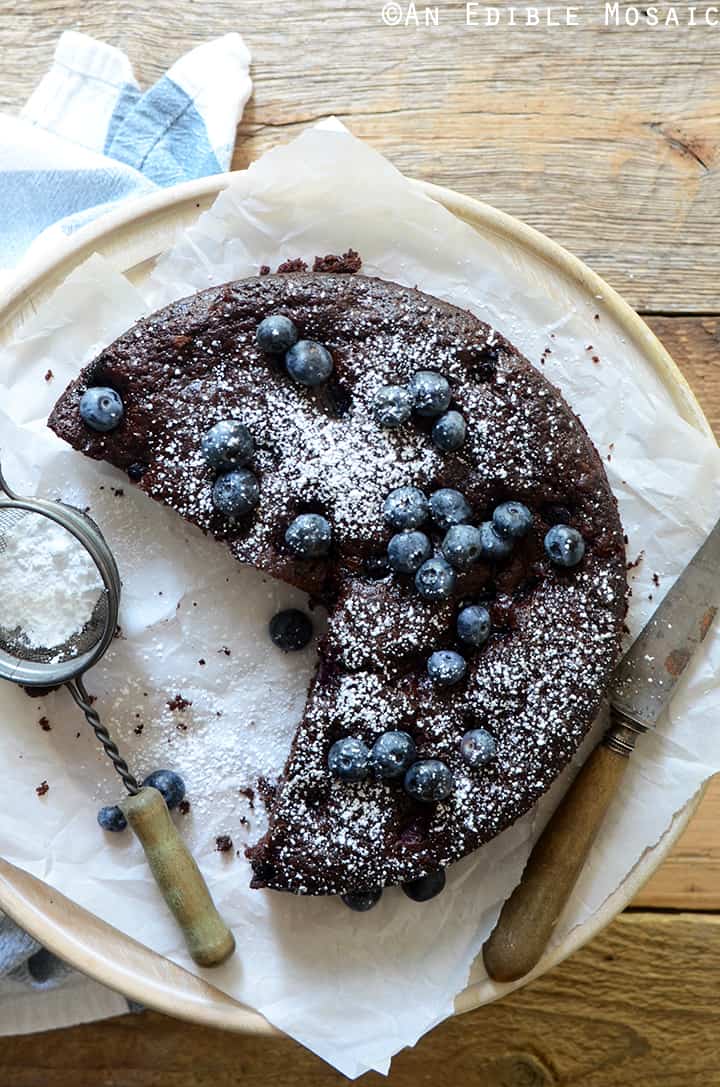 Dark Chocolate Olive Oil Cake with Blueberries and Ginger 3