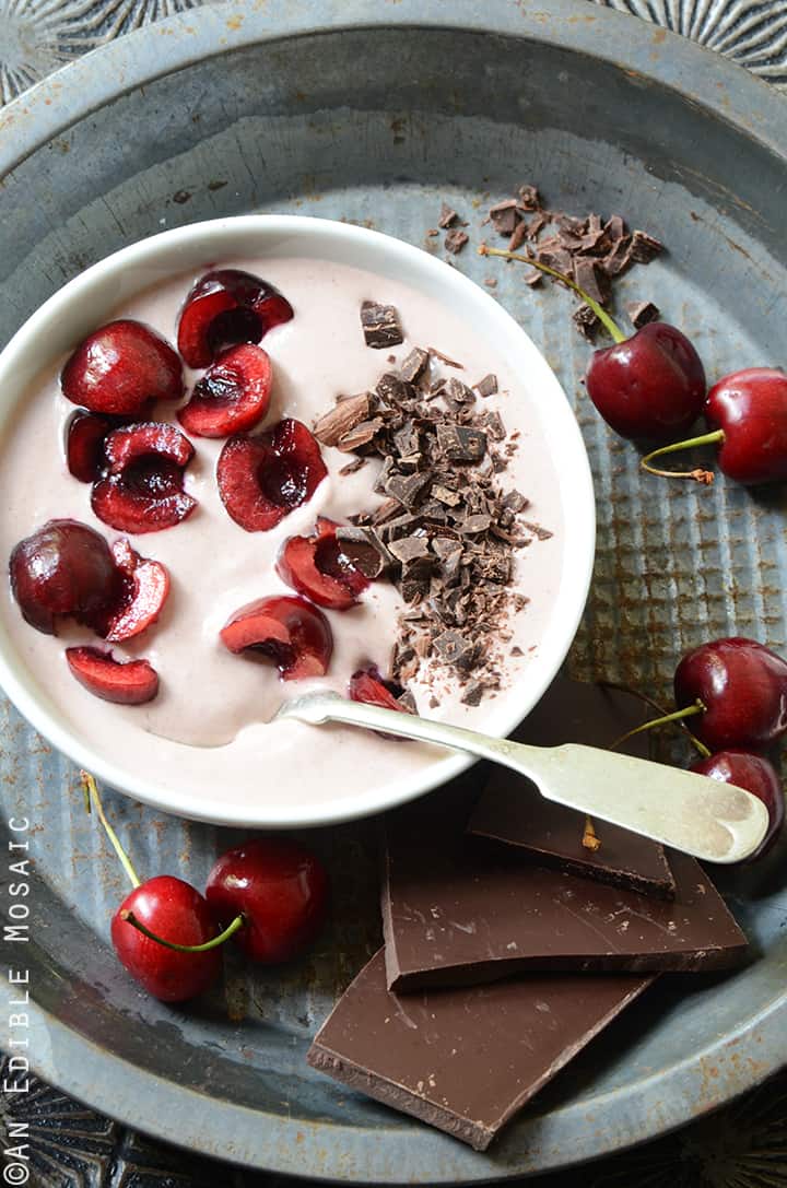 Easy Cherry Chocolate Yogurt Bowl 1