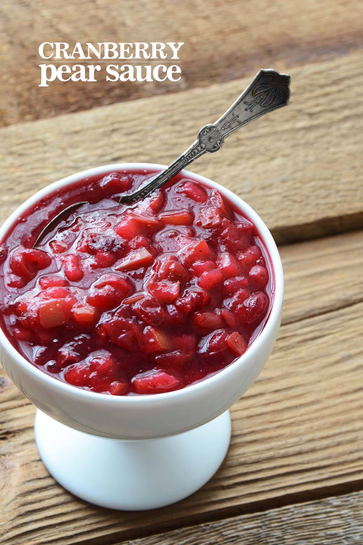 cranberry pear sauce recipe pin
