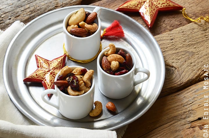 Festive Vanilla Bean Mixed Nuts with Rosemary and Cranberries 2