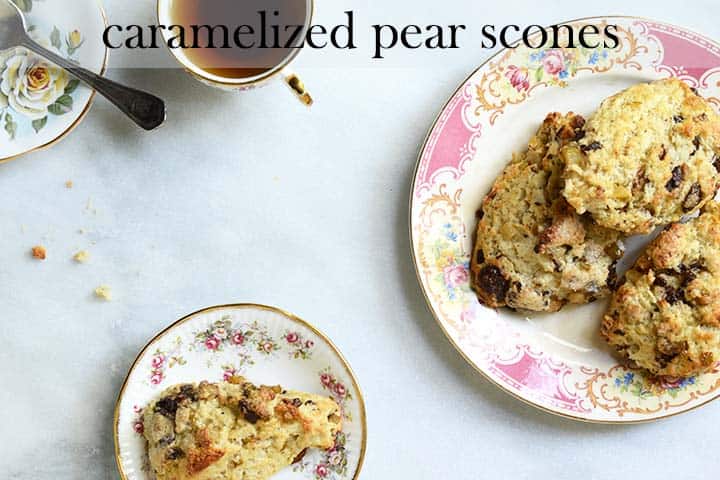 caramelized pear scones with description