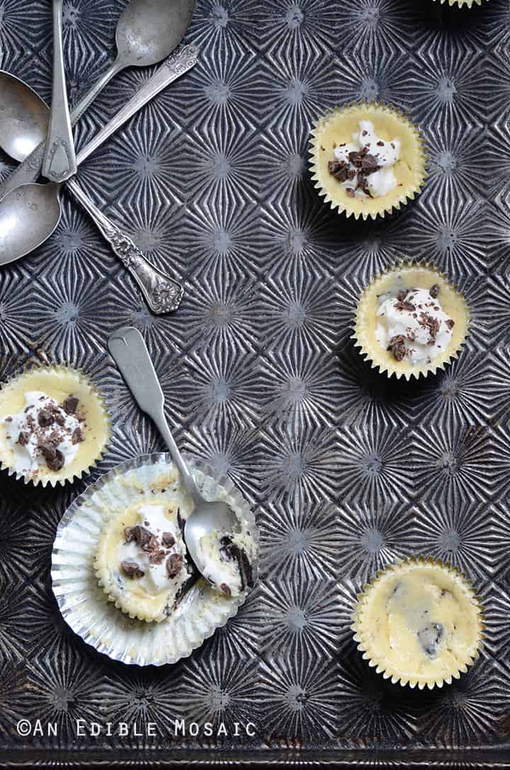 Individual Cookies and Cream Cheesecakes