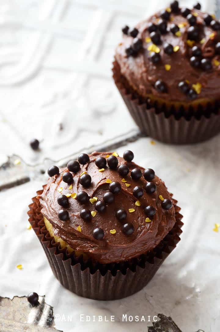 Yellow Cupcakes with Chocolate Frosting for Two
