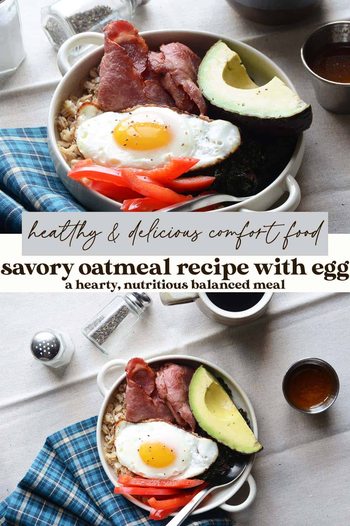 savory oatmeal recipe with egg pin