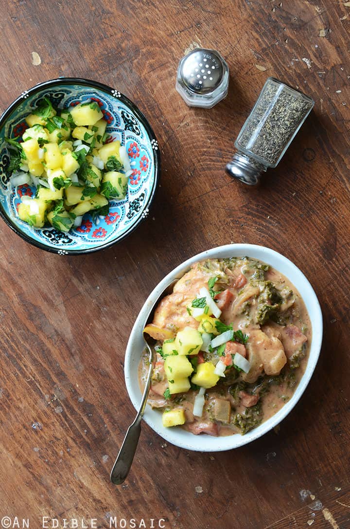 Almond Butter Chicken Stew with Pineapple-Mint Relish {Whole30}
