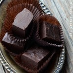 Protein Chocolate Fudge on Vintage Plate {Gluten-Free; Vegan}