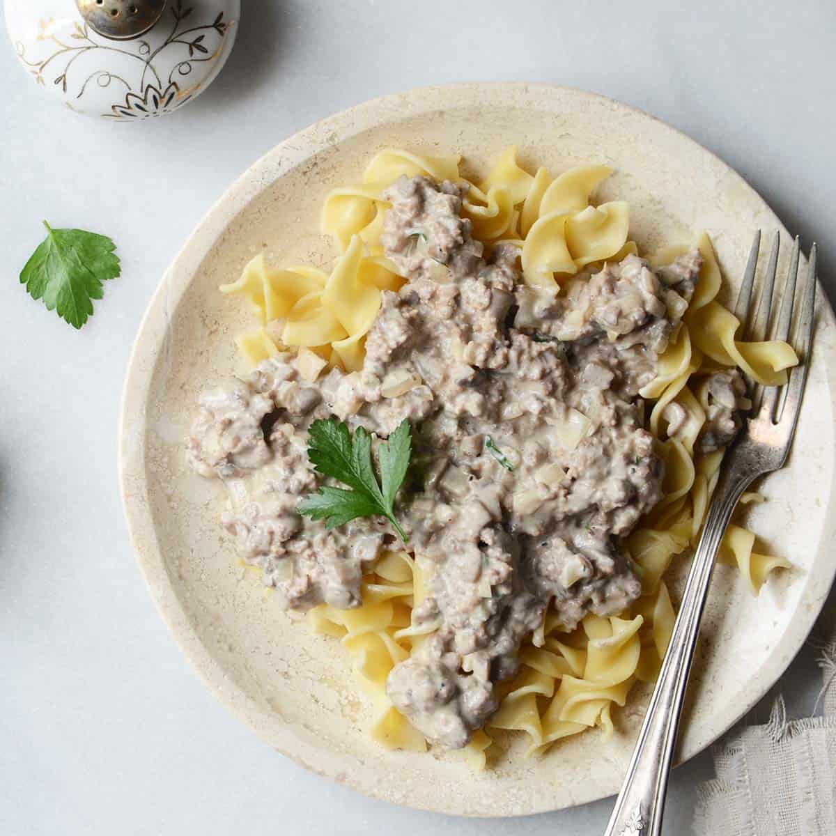 easy beef stroganoff featured image