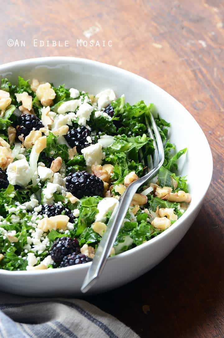 Blackberry and Toasted Walnut Kale Salad with Goat Cheese 2