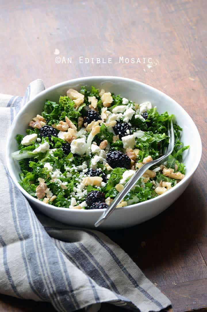 Blackberry and Toasted Walnut Kale Salad with Goat Cheese 4