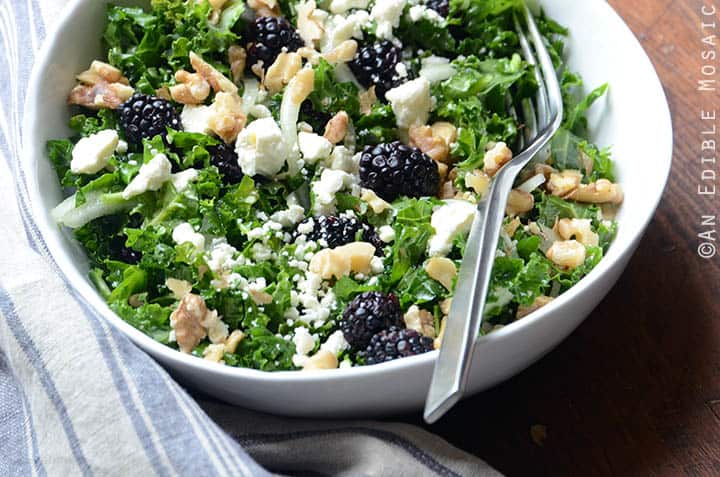 Blackberry and Toasted Walnut Kale Salad with Goat Cheese 5