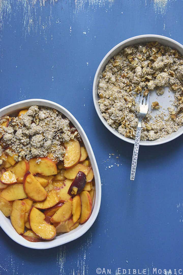 Making Spiced Maple Peach Oat Crisp Uncooked