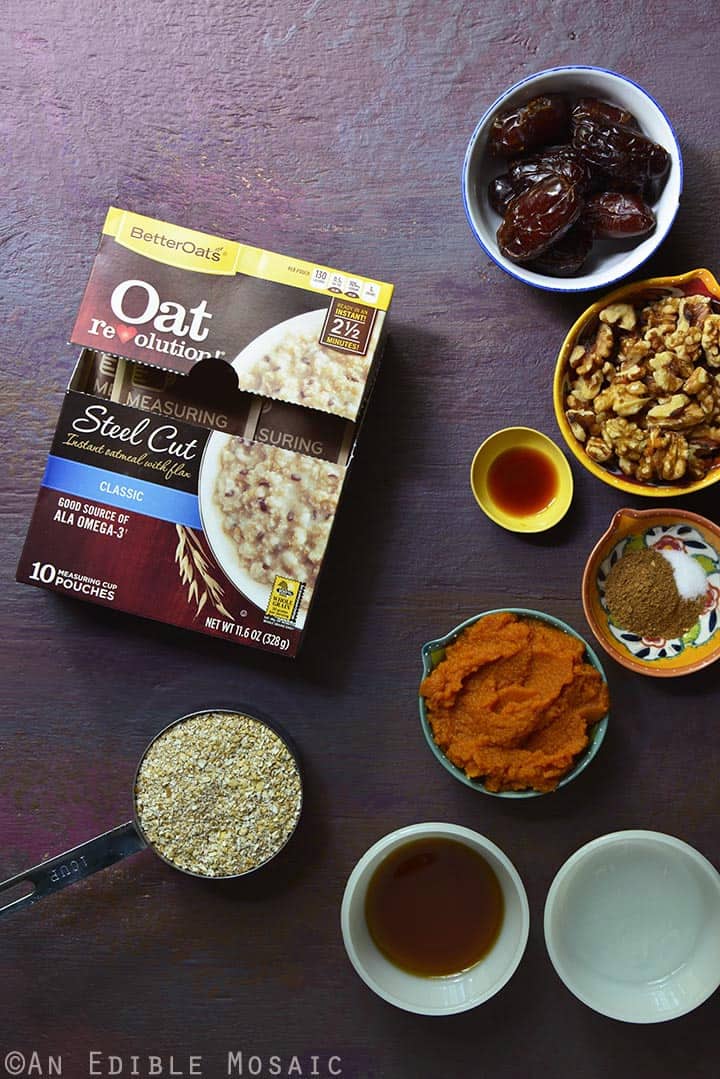 Pumpkin Spice Steel Cut Oat Bars Ingredients Mise en Place