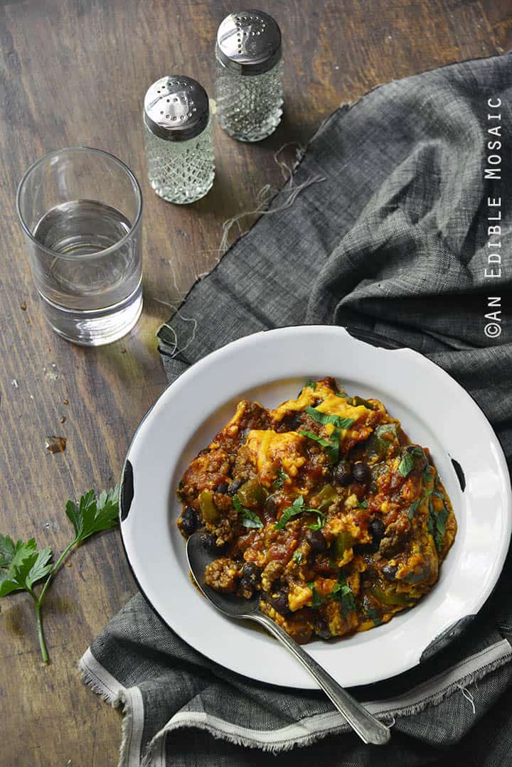 Weeknight Cheesy Beef Skillet Chili {Gluten-Free; Lactose-Free}